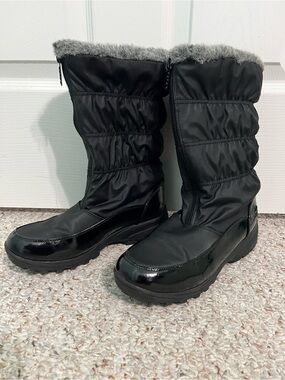 Kohl's Black Quilted Faux-Fur Trim Winter Boots